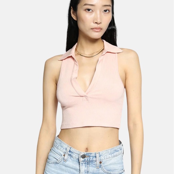 NWOT The Range Alloy Rib Sleeveless Cropped Polo - Picture 1 of 6